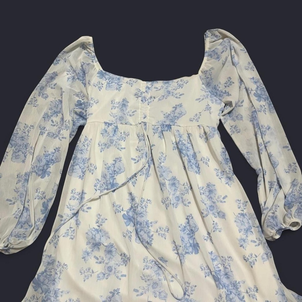 Altar'd State White Floral Long Sleeve Square Neck Dress